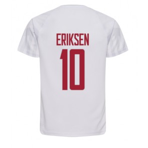Danmark Christian Eriksen #10 Replika Udebanetrøje VM 2022 Kortærmet